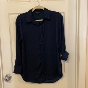 Blue collared blouse, XS, banana republic; button down top